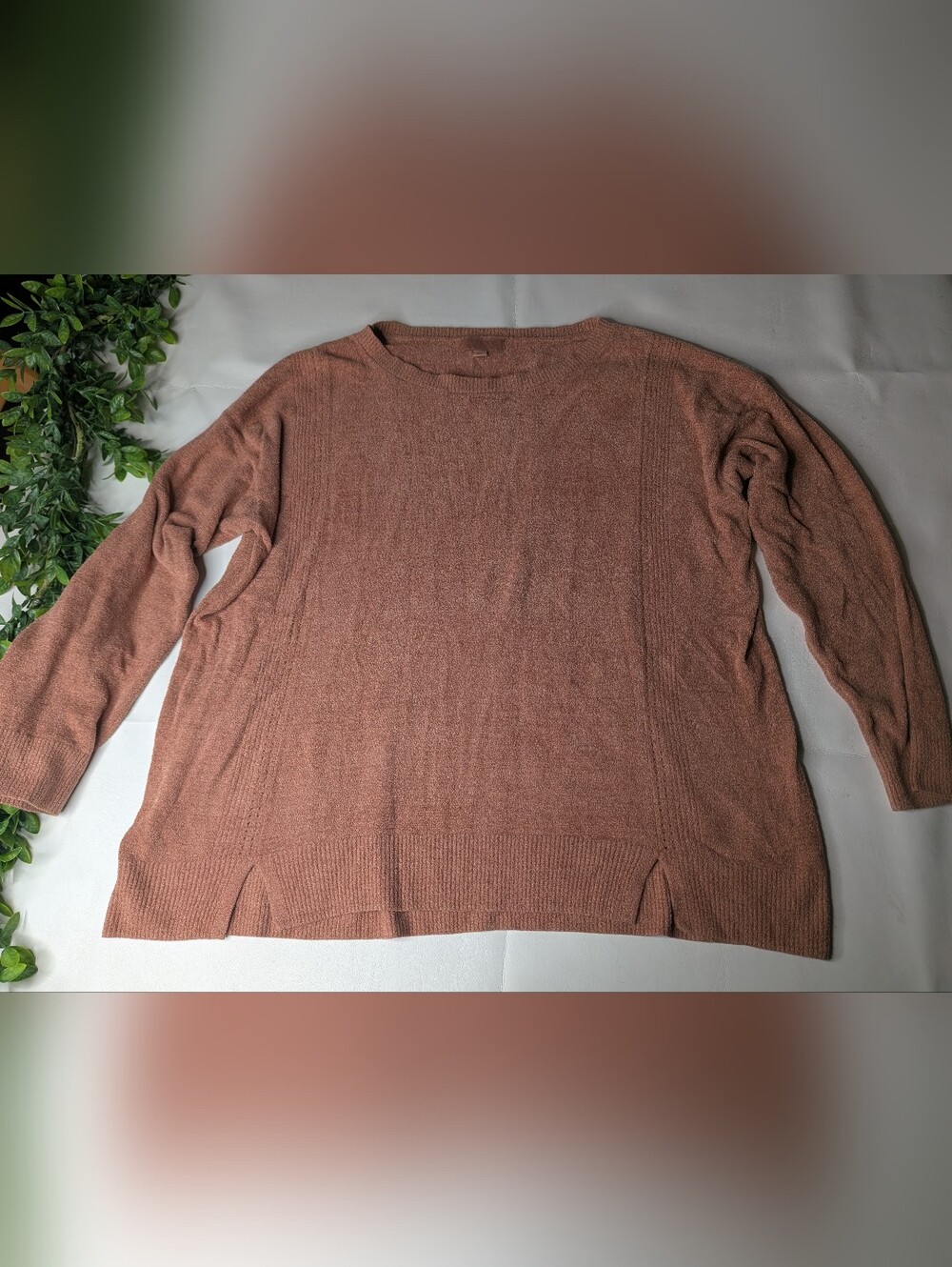 Barefoot Dreams Cozy Chic Ultra Lite Rib Block Pullover  Sweater Size 2X